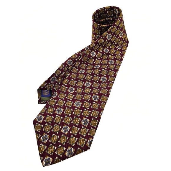 Chaps Ralph Lauren Burgundy Gold Floral Pattern Men's Necktie Business - Picture 1 of 8